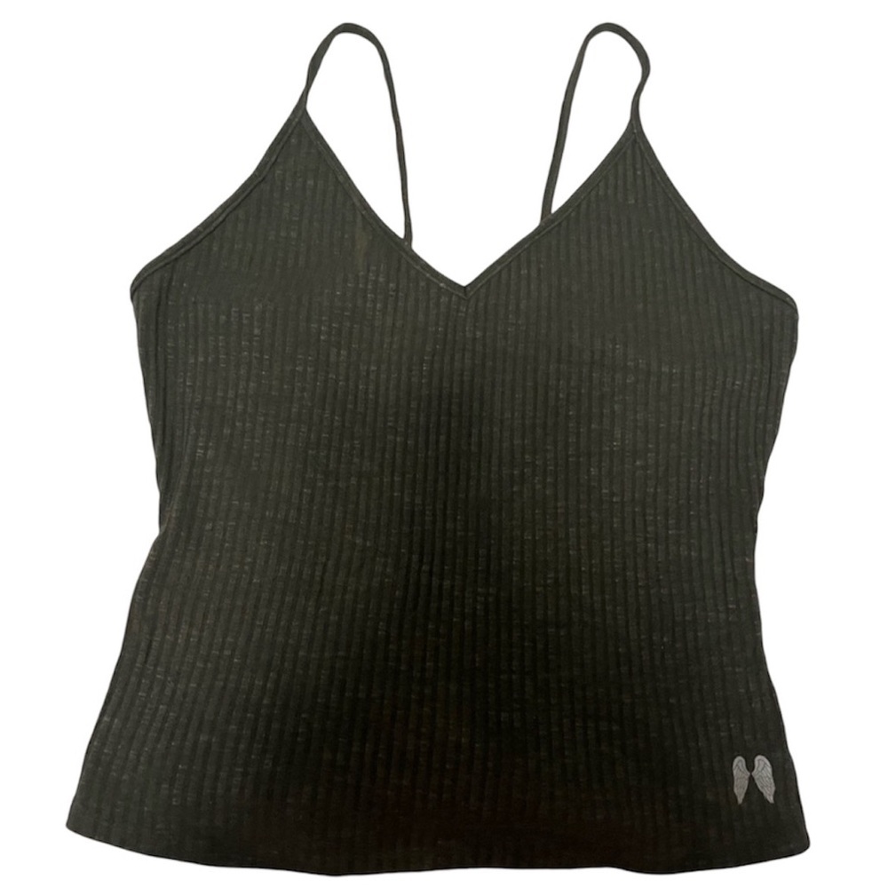 Victoria’s Secret Ribbed V-Neck U-Back Stretchy Green Tank Top